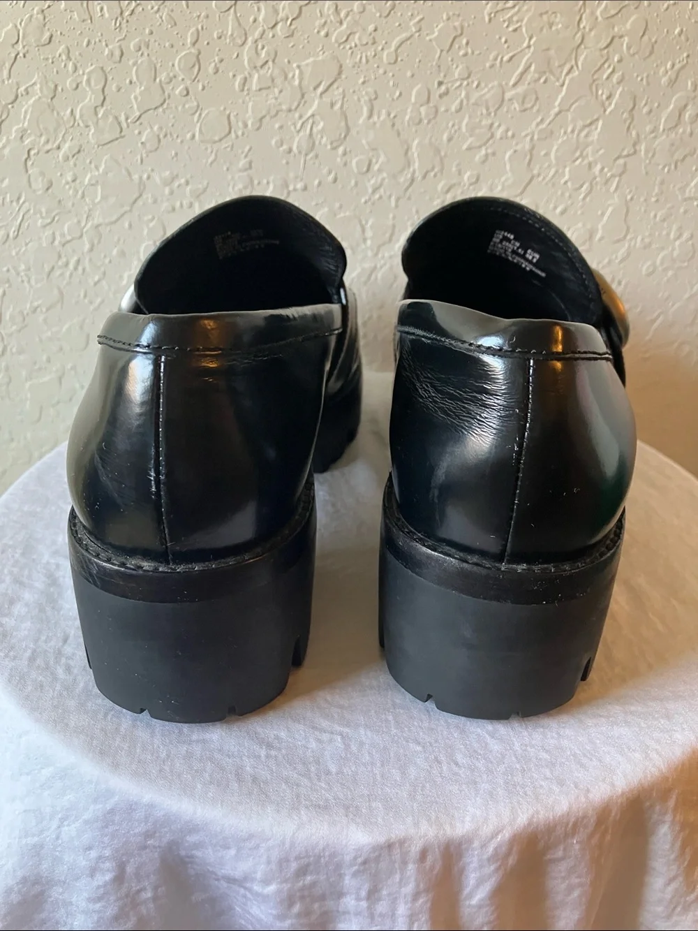 Coach: Black Grand (G2448) Leather Silver Tone Buckle Lug Loafer Slip-On Shoe- 9